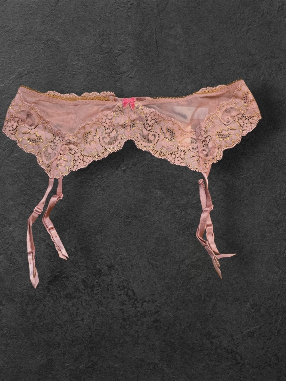 Victoria's Secret Pink Lace Garter Belt with Gold Accents